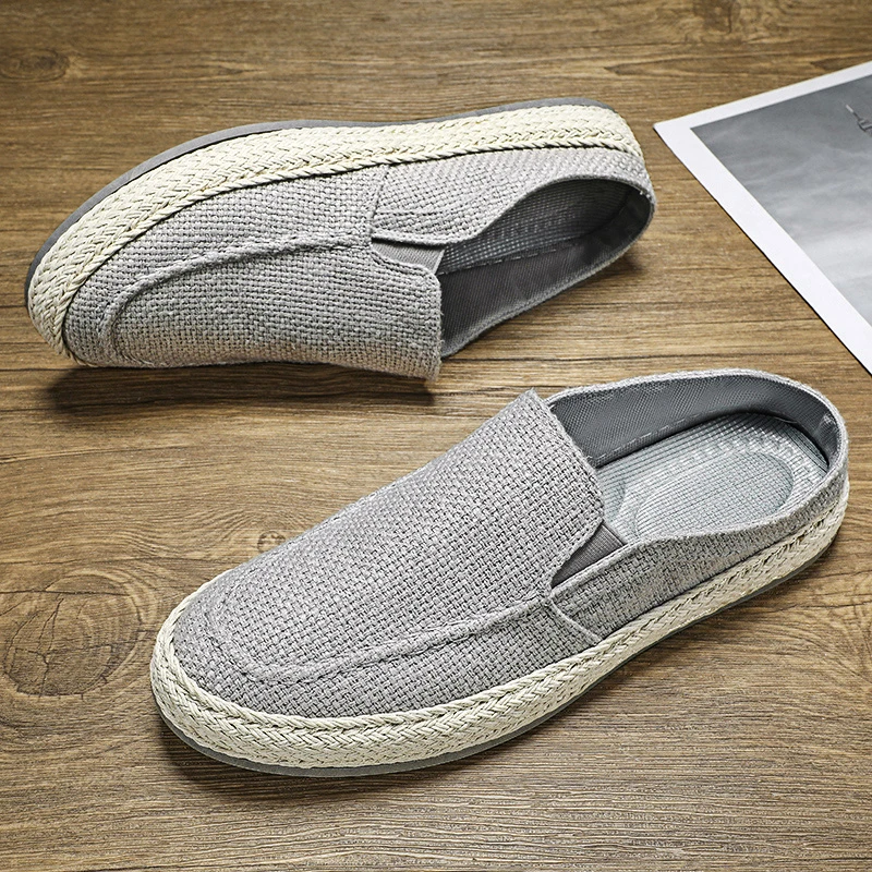 Outdoor Sandals Mens Half Slipper Summer Casual Shoes Canvas Soft Bottom Lightweight Walking Shoe Vulcanized Shoe - Image 4