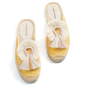 Women's Slippers Espadrilles Fluffy Ball Mule Slides Sale - Rubber Hemp Shoes Outside Spring women sandals