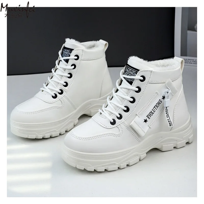 New Style Snow Boots for Men and Women Fashionable and Warm Thick Cotton Shoes Waterproof Lace Up Mid Tube Cotton Boots 35-45 - Image 6