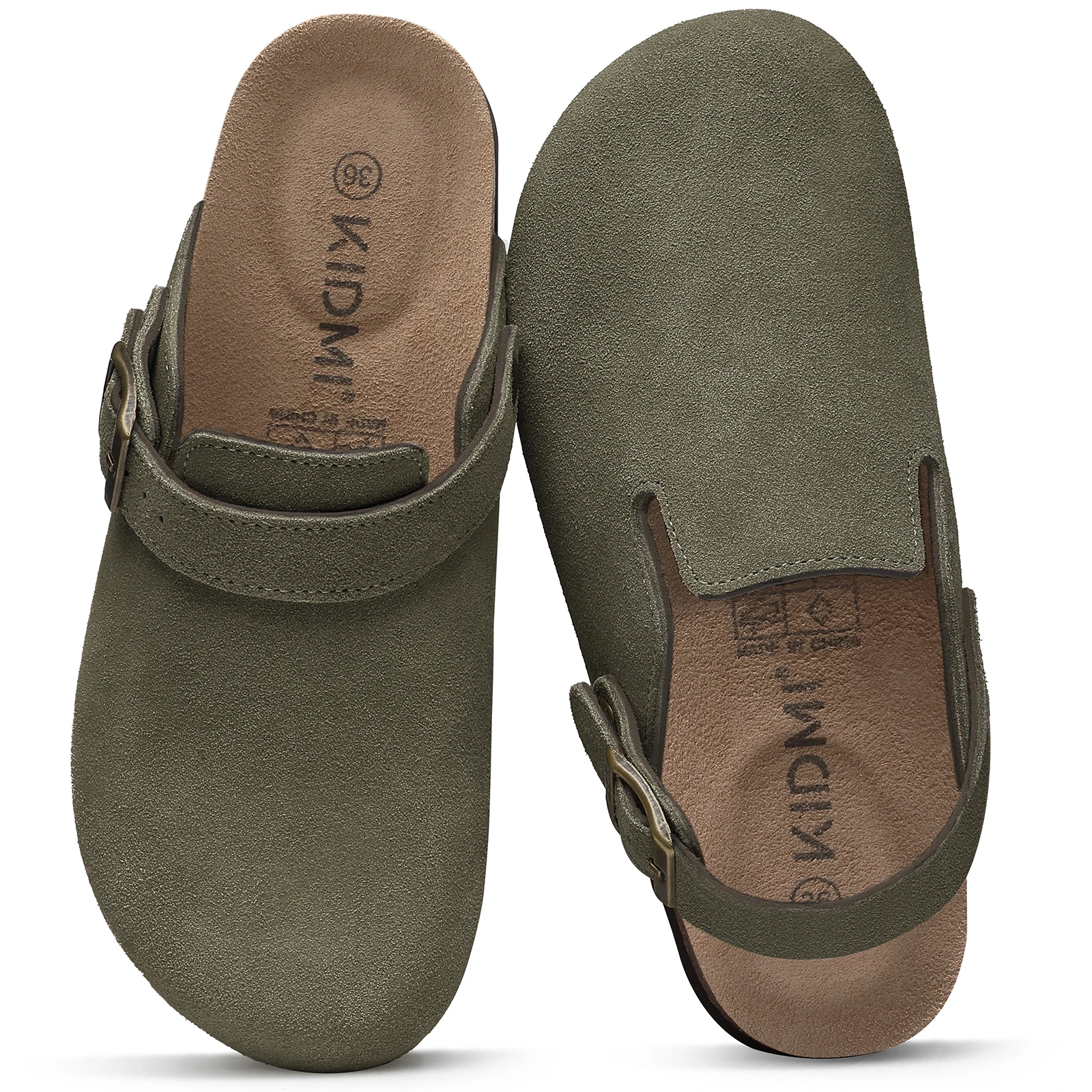 Goosecret Cow Suede Women's Potato Shoes With Adjustable Strap Cork Insole Mules Outdoor Unisex Clogs Slippers With Arch Support