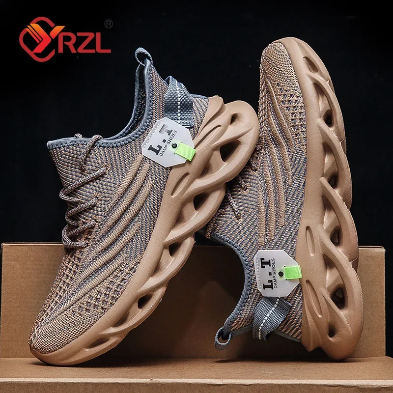 YRZL Men Sports Running Black Jogging Shoes Casual Sneakers Outdoor Breathable Mesh Women Light Shock-absorption Black Tennis - Image 2