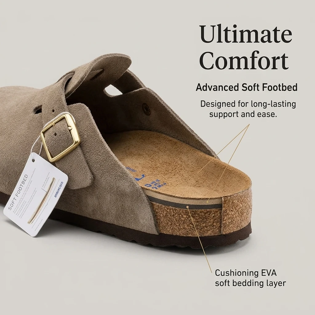 Men's and Women's Suede Cork Shoes, Famous Design, Adjustable Shoulder Straps, Comfortable Arch Support, Cork Shoes - Image 4