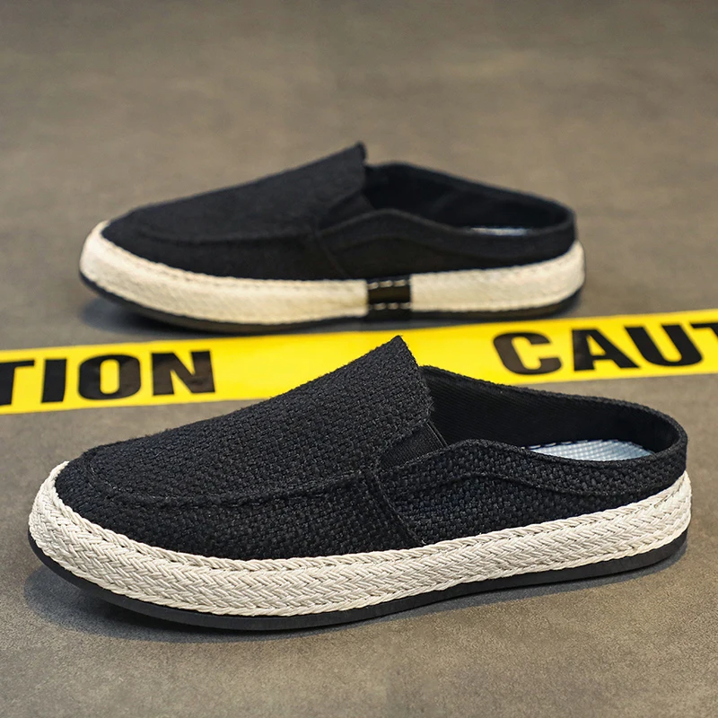Outdoor Sandals Mens Half Slipper Summer Casual Shoes Canvas Soft Bottom Lightweight Walking Shoe Vulcanized Shoe - Image 6