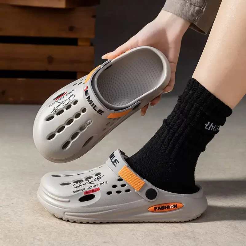 Men's Slippers EVA Hole Mens Mules Non-Slip Slippers thick Soft Platform Slide Fashion Comfortable Men's Sandals Summer Shoes - Image 3