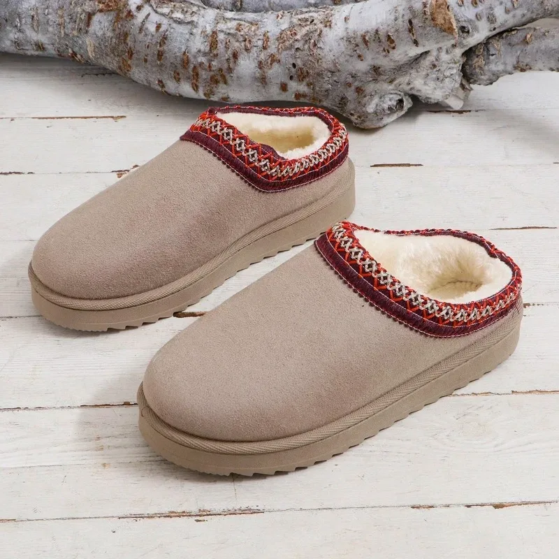 Winter 2024 New Cashmere Warm Thick Sole Heelless Covered Half Mop Cashmere Warm Uggs - Image 5