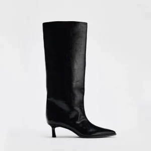 Brand Designer Autumn New Classic Black Sexy Pointed Mid-calf Boots Daily Home Office Shopping One-step High Boots Botas Mujer
