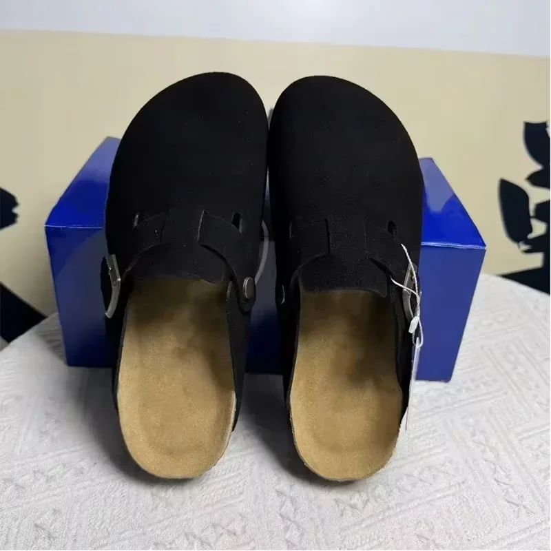 Suede Clogs Women Men Cork Footbed Slip On Shoes Closed Toe Comfort Arch Support Casual Walking Mules - Image 2
