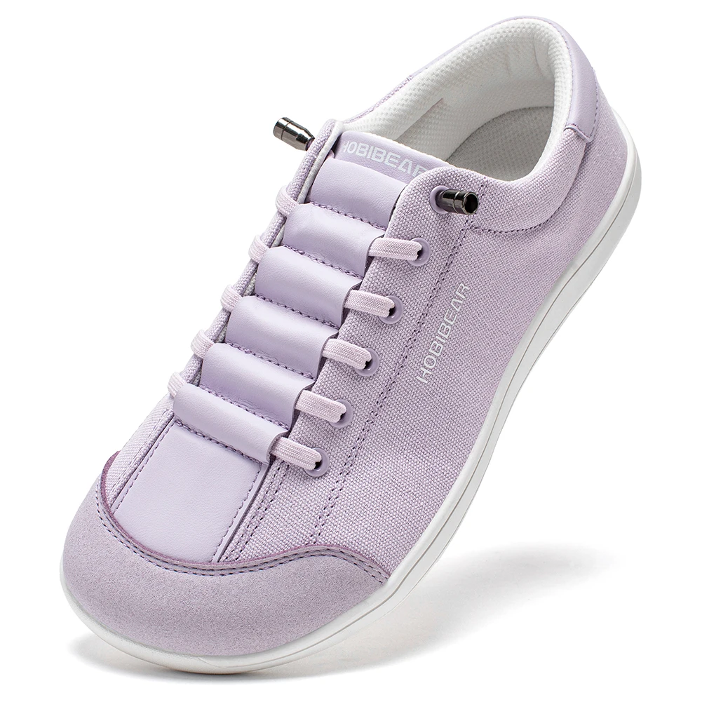 HOBIBEAR Wide Toe Barefoot Shoes for Unisex Minimalist Artificial Leather Sneakers Lightweight Adjustable Slip On Walking Shoes